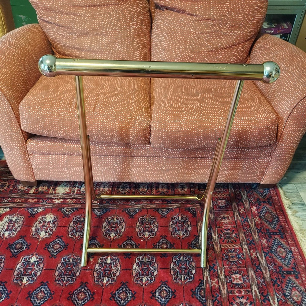 Vintage Brass Blanket Quilt Rack Hollywood Regency Ball Finial Towel Stand 33x29